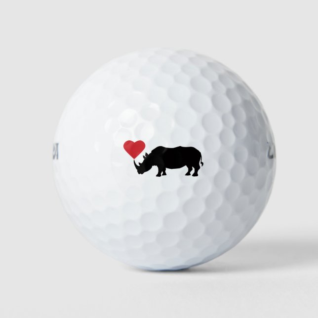 Black-Rhino-with-Heart Golf Balls (Front)