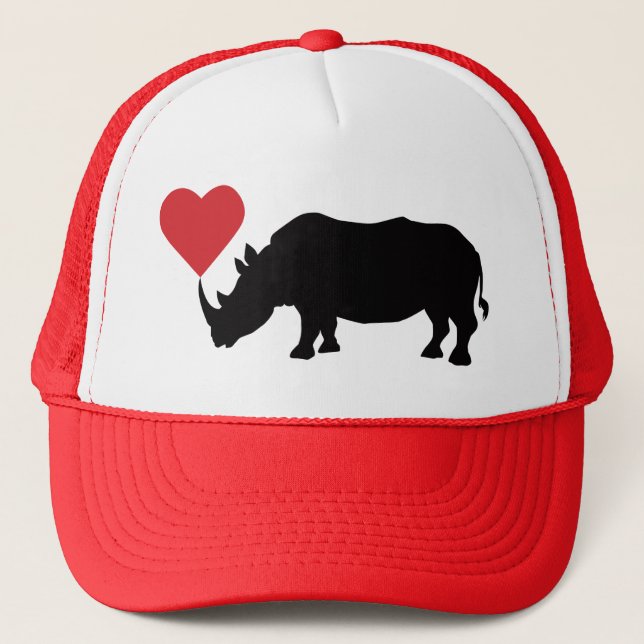 Black-Rhino-with-Heart Trucker Hat (Front)