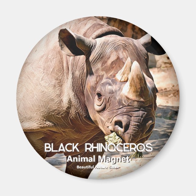 Black Rhinoceros Magnet (Front)