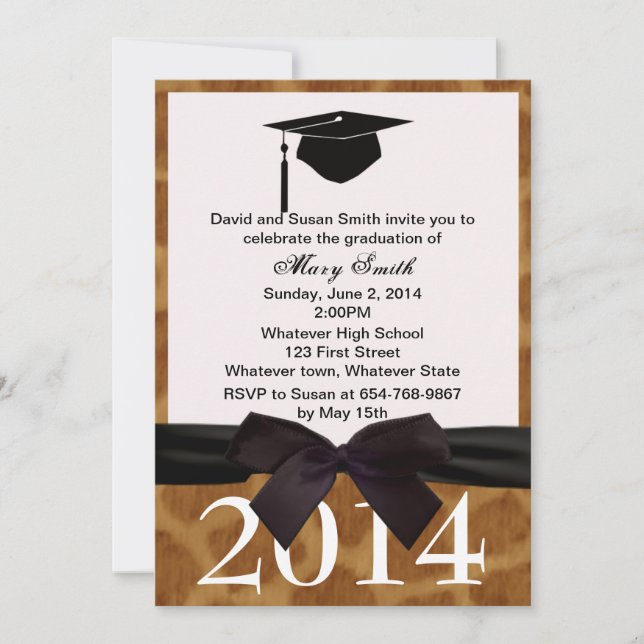 Black Ribbon And Giraffe Graduation Invitation (Front)