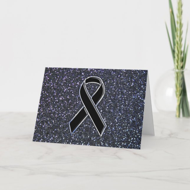 Black Ribbon Awareness Accent Decor Card (Front)