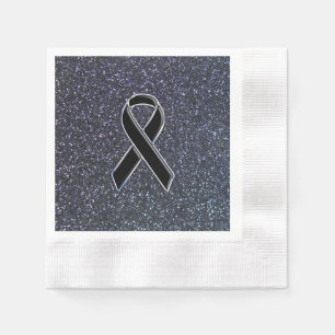 Black Ribbon Awareness Accent Decor Napkin
