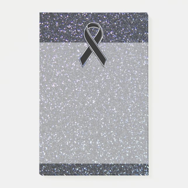 Black Ribbon Awareness Accent Decor Post-it Notes (Front)