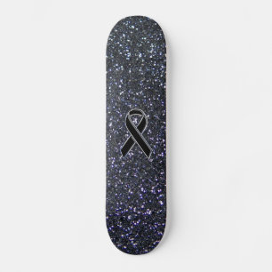 Black Ribbon Awareness Accent Decor Skateboard