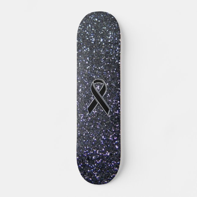 Black Ribbon Awareness Accent Decor Skateboard (Front)