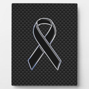 Black Ribbon Awareness Carbon Fibre Decor Plaque