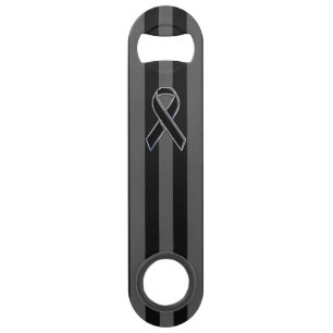 Black Ribbon Awareness on Vertical Stripes