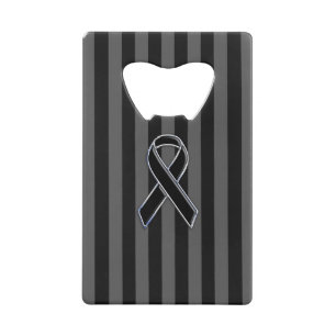 Black Ribbon Awareness on Vertical Stripes