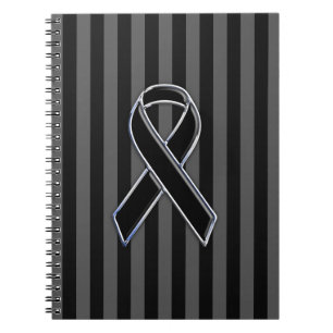 Black Ribbon Awareness Stripes Notebook
