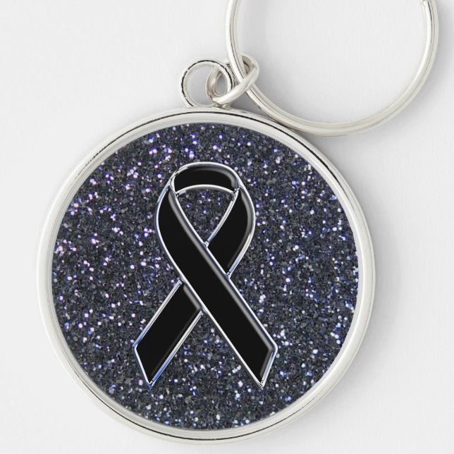 Black Ribbon Awareness Symbol Key Ring (Front)