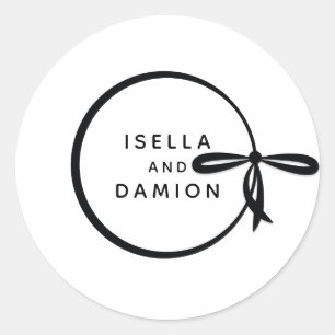 BLACK RIBBON & BOW CLASSIC ROUND STICKER
