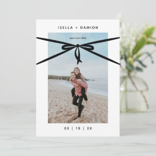 BLACK RIBBON & BOW SAVE THE DATE INVITATION