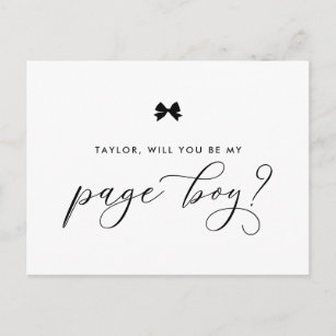 Black Ribbon Bow Will You Be My Page Boy Card