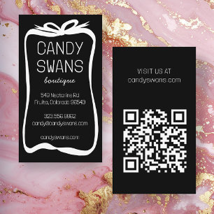 Black Ribbon Bows Sweet Custom QR Code Girly Business Card