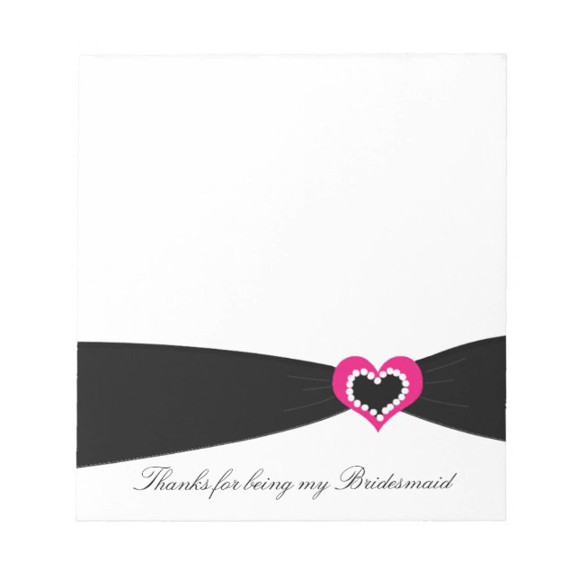 Black Ribbon Bridesmaid Thank You Notepad (Front)