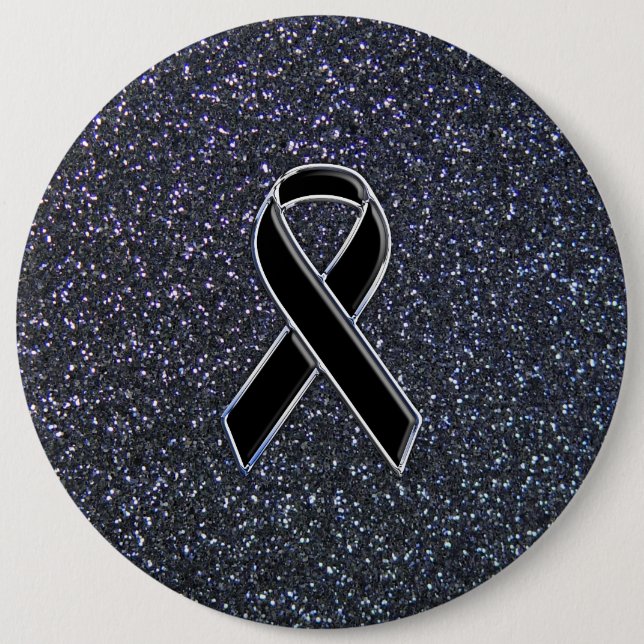 Black Ribbon Decor 6 Cm Round Badge (Front)