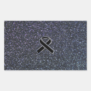 Black Ribbon Decor Rectangular Sticker