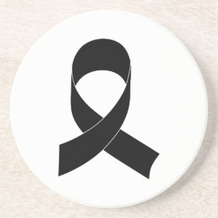 Black Ribbon Drawing Coaster