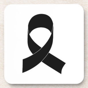 Black Ribbon Drawing Coaster