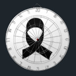 Black Ribbon Drawing Dartboard<br><div class="desc">A simple drawing of a black ribbon. Symbol of awareness. A design for a cause.</div>