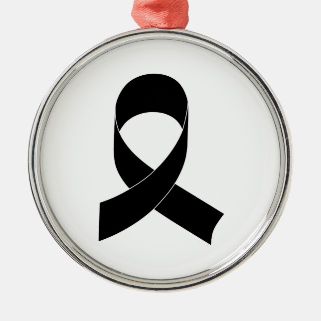 Black Ribbon Drawing Metal Tree Decoration (Front)