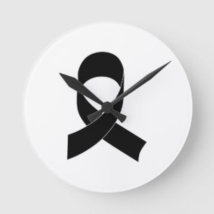 Black Ribbon Drawing Round Clock