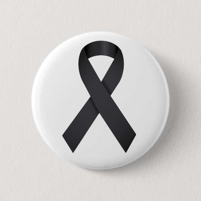 Black Ribbon Mourning 6 Cm Round Badge (Front)