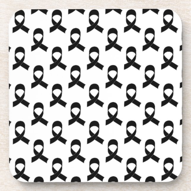 Black Ribbon Pattern Coaster (Front)