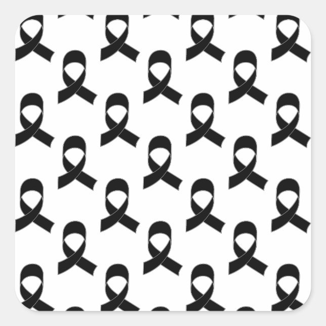 Black Ribbon Pattern Square Sticker (Front)
