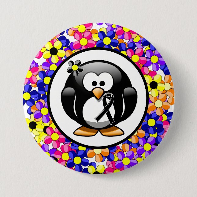 Black Ribbon Penguin 7.5 Cm Round Badge (Front)