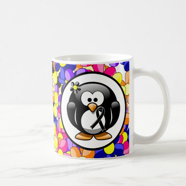 Black Ribbon Penguin Coffee Mug (Right)