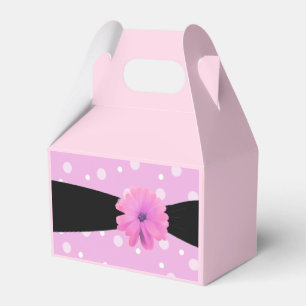 Black Ribbon Pink Flower Favour Box