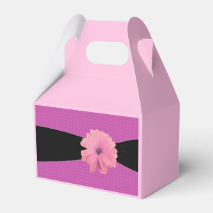 Black Ribbon Pink Flower Favour Box
