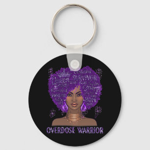 Black Ribbon Purple Overdose Warrior Awareness Gi Key Ring