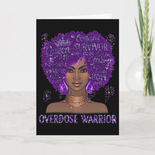 Black Ribbon Purple Overdose Warrior Awareness Gif Card