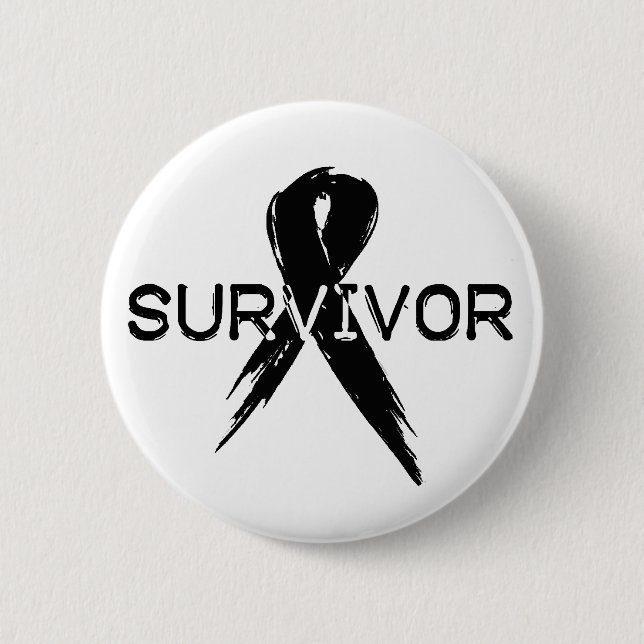 Black Ribbon- Survivor 6 Cm Round Badge (Front)