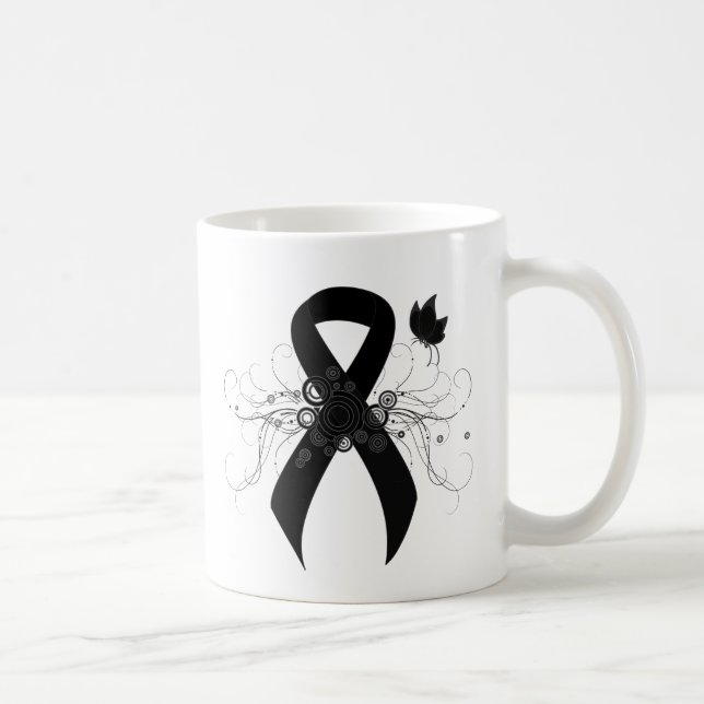 Black Ribbon with Butterfly Coffee Mug (Right)