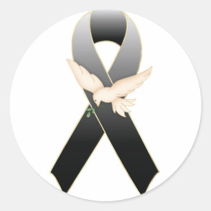 Black Ribbon with Dove Awareness Sticker