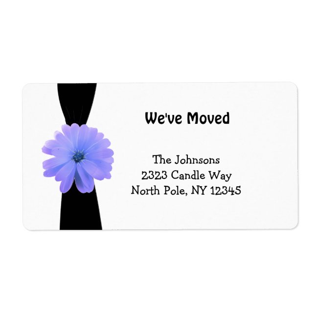 Black Ribbon with Purple Flower New Address (Front)