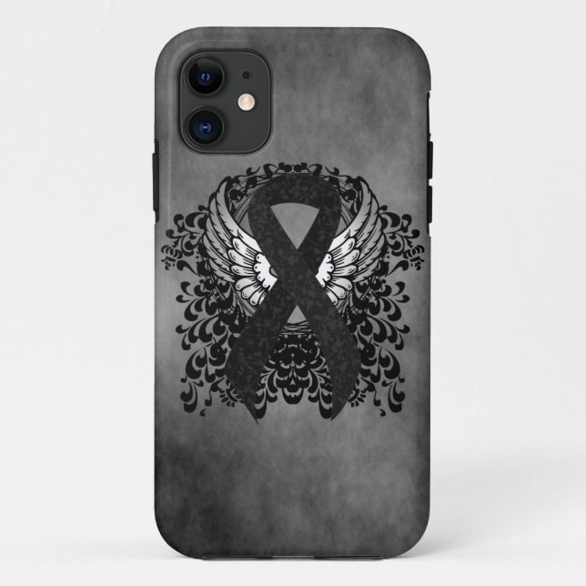 Black Ribbon with Wings Case-Mate iPhone Case (Back)