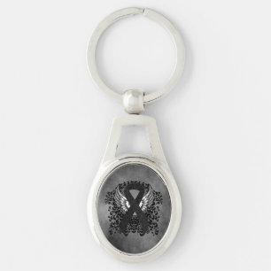 Black Ribbon with Wings Key Ring