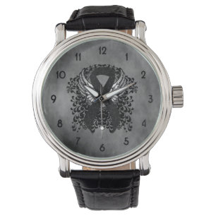 Black Ribbon with Wings Watch