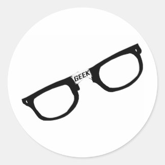 Black Rimmed Geek Glasses Classic Round Sticker