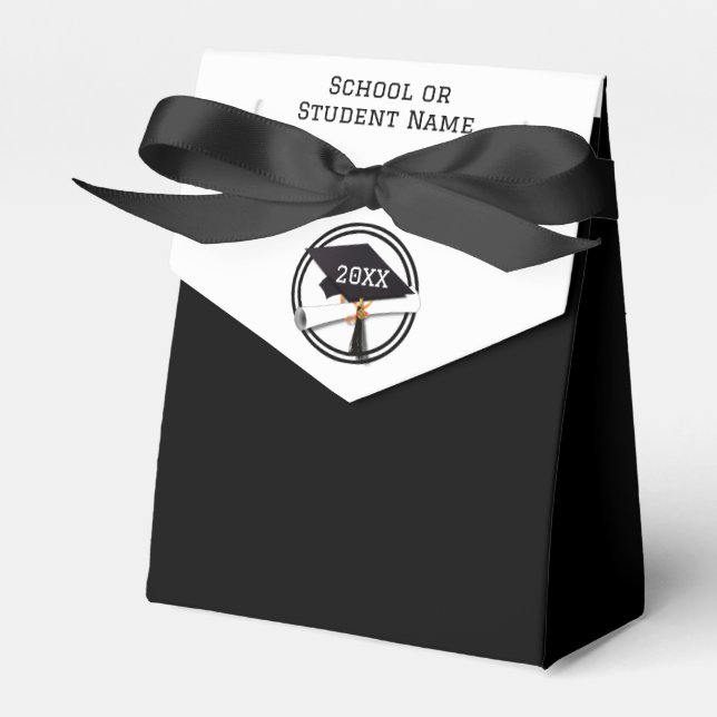 Black Ring on Grad Cap Graduation Favour Box (Front Side)