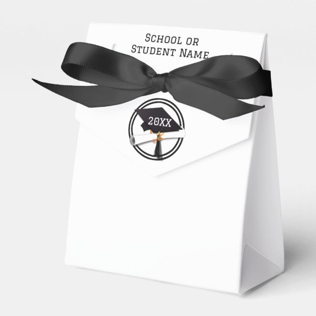 Black Ring on Grad Cap Graduation Favour Box (Front Side)