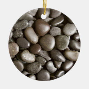 Black River Rock Nature Zen Pebble Ceramic Ornament