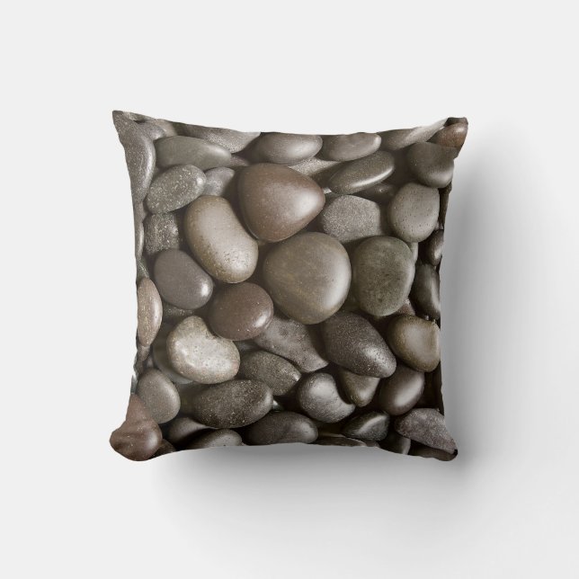 Black River Rock Nature Zen Pebble Cushion (Front)