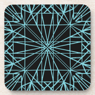 Black & Robin Egg Blue Geometric Symmetry Coaster