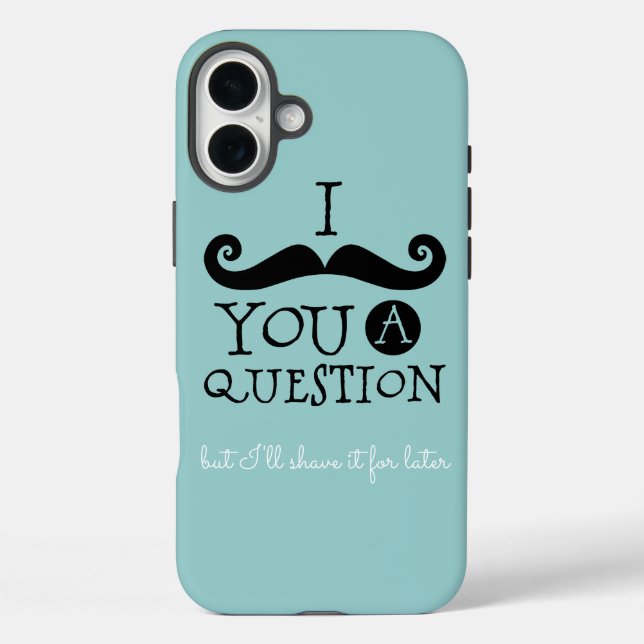 Black Robin Egg Blue Moustache Humour Case-Mate iPhone Case (Back)