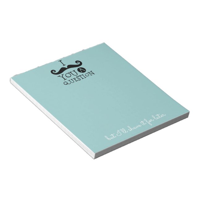 Black Robin Egg Blue Moustache Humour Notepad (Angled)